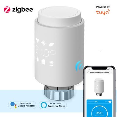 ZigBee 3.0เทอร์โม Tuya หม้อน้ำตัวกระตุ้นวาล์วสมาร์ทโปรแกรมควบคุมอุณหภูมิ TRV Alexa Home การควบคุมเสียง
