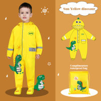 Free Shipping Hot Children Raincoat Kids Boys Girls Waterproof Jumpsuit Hooded Cartoon Dinosaur Baby Rainwear and Pants