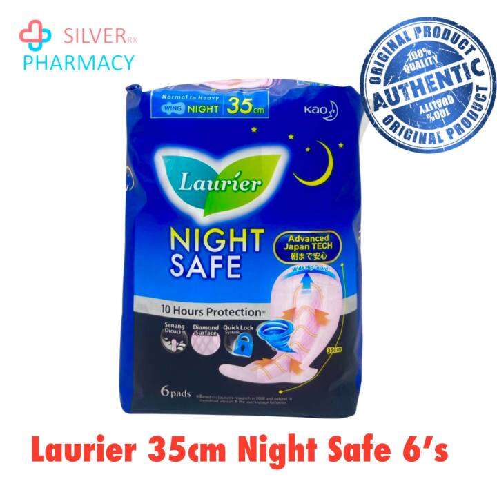 Laurier Night Safe 35cm Sanitary Pads With Wings | Lazada