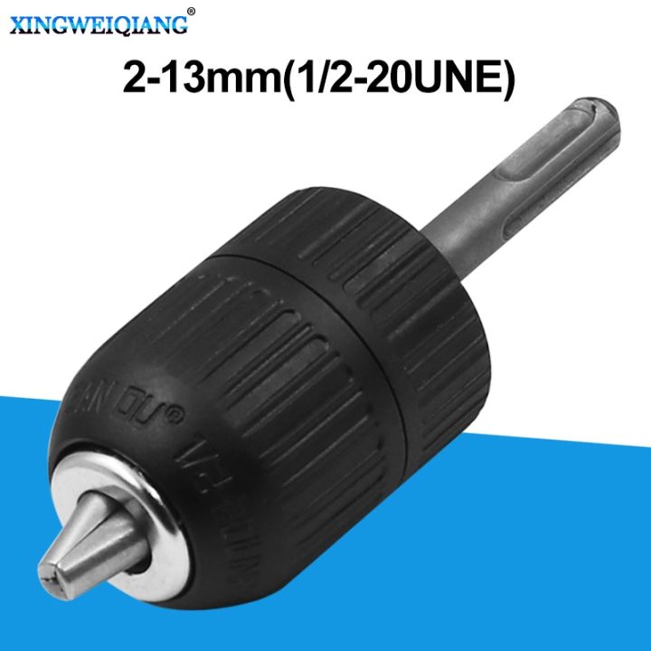 2-13mm-precise-keyless-drill-chuck-converter-1-2-quot-20unf-thread-quick-change-adapter-sds-plus-shank-1-4-quot-hex