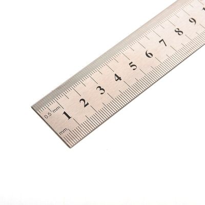 20ซม. ไม้บรรทัดเหล็กกฎตัวชี้วัดสแตนเลสแม่นยำเครื่องมือวัดสองด้านอุปกรณ์สำนักงานโรงเรียน