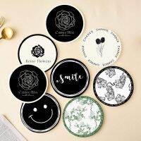 High-end MUJI Korean round ins wind flower household smile coaster absorbent non-slip coaster office insulation pad high-end