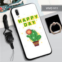 Tputhone V11เคสสำหรับ VIVO/X21S กล่องคลุมทั้งหมดเคสโทรศัพท์ TPU แบบนิ่มทาสีป้องกันการตกหล่นฝามีที่ถือวงแหวนและเชือก