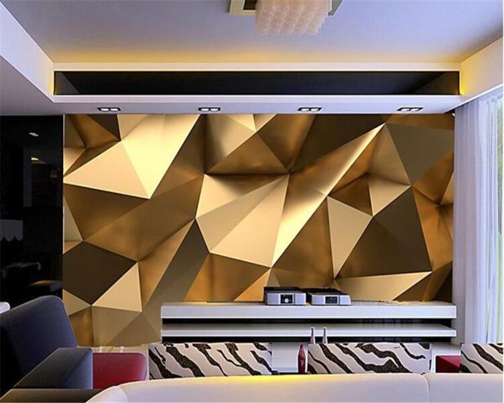 hot-on-sale-shang815558-beibehang-วอลเปเปอร์ออกแบบได้ตามต้องการสีทองรูปทรงเรขาคณิตห้องรับแขกห้องนอน-papel-de-ผนังวอลเปเปอร์