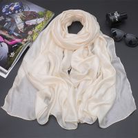 ▥ Luxury Brand Women Fashion Scarf Plain Solid Silk Linen Shawls Scarves Summer Lady Bandanas Pashmina Foulard Hijab