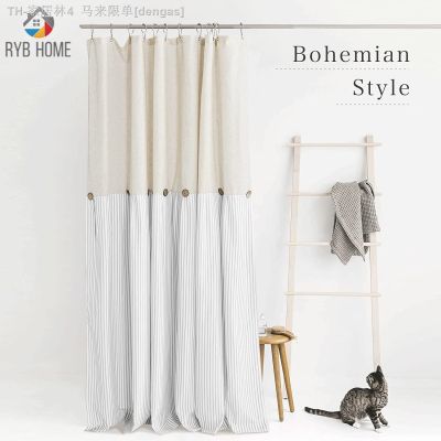 【CW】✉▲  RYB HOME Shower Curtain Cotton Woven Fabric Pleated on Curtins for