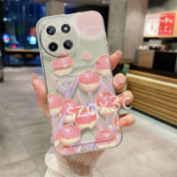 เคสขายดีสมาร์ทโฟนสำหรับ Realme C51 C55 C53 NFC 11 10 Pro + Plus 10T Coca-Cola Edition 5G 4G ใหม่เคสกระเป๋าเก็บบัตรซิลิโคนนิ่มสีม่วงดอกทิวลิป Realme11Pro ลายผีเสื้อ