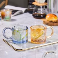 European-style ins wind embossed big ears coffee cup milk home creative tea with handle round water wine glass mug cup