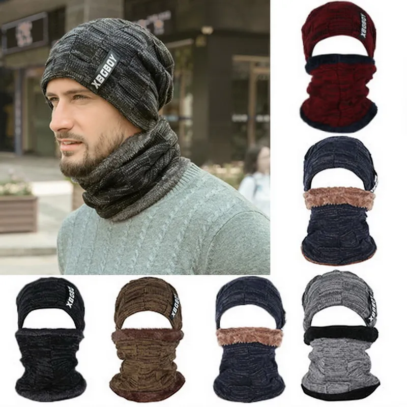 1set Mens Winter Beanie Hats Scarf Set Warm Knit Hats Skull Neck Warmer  With Thick Fleece Lined Winter Hat Scarf, Check Out Today's Deals Now