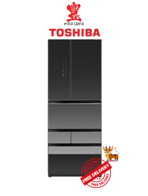 TOSHIBA GRRM631WEPGX(B1) 488L MIRROR GLASS BLACK MULTI DOOR BOTTOM