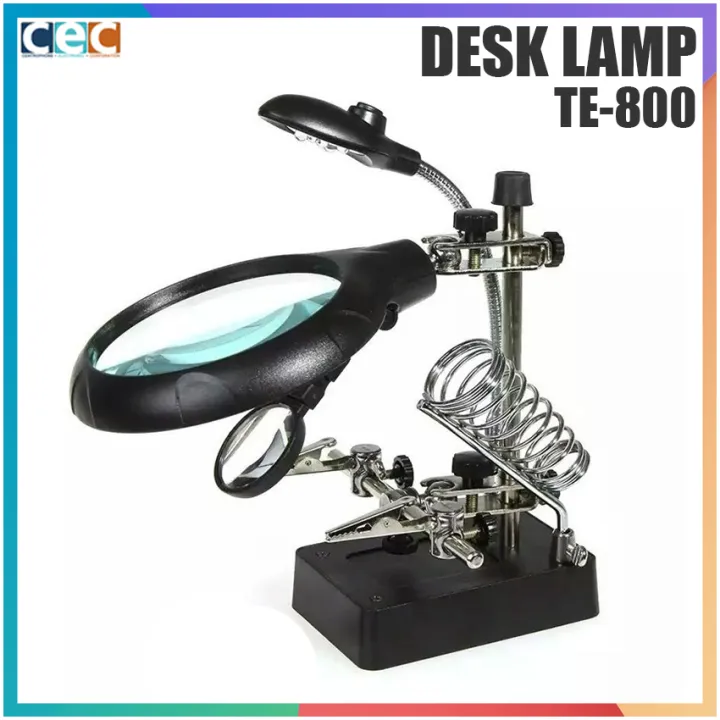 TE800 High Quality 5 LED Light 10X Magnifier Desk Lamp Repair Clamp