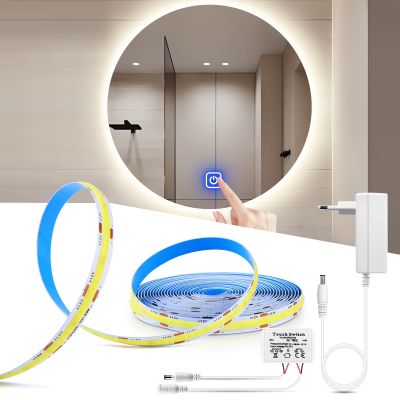 12V COB Led Strip Lights for Makeup Mirror Led Lights for Room Bathroom Decor Touch Sensor Dimmable Vanity Background Lamp Tape