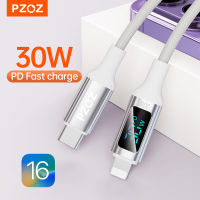 PZOZ 100วัตต์ PD USB C เคเบิ้ลสำหรับ 14 13 12 11 Pro Max จอแสดงผลดิจิตอล20วัตต์ชาร์จอย่างรวดเร็ว30วัตต์ USB Type C เคเบิ้ลลวดรหัสชาร์จ