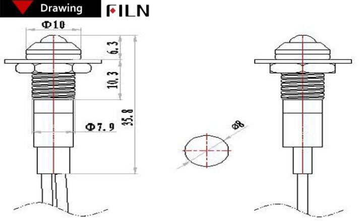 8mm-fl1a-8sw-1-black-housing-mini-raised-head-red-green-yellow-blue-12v-led-inidcator-light-with-20cm-wire