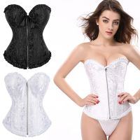 OKDEALS โกธิคใกล้ชิดกระเป๋าสะพายแบบรัดสำหรับออกกำลังกายเอวอยู่ Corset Corset เสื้อสายเดี่ยวผ้าเดนิมที่รัดกระชับเอวผ้าซาตินชุดรัดตัวสีดำด้านบน