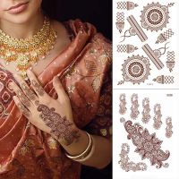 Brown Henna Temporary Tattoos for Women Henna Sticker for Hand Fake Tatoo Womens Body Protection Tattoo Dulhan Moroccan Design