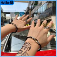 HOTSUN56 เหล็กไร้สนิม สร้อยข้อมือเกือกม้า สายเคเบิลปม ถักแบบถัก ตะขอแม่เหล็กติดแน่น ง่ายๆ เครื่องประดับอัญมณีอัญมณี กำไลข้อมือข้อเท้า สำหรับผู้หญิง