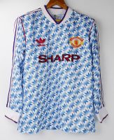 A18 MAN UTD AWAY 1990-1992 LONG SLEEVED RETRO FOOTBALL SHIRT SOCCER JERSEY ดอกจิก