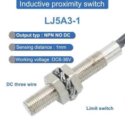 : “-- LJ5A3-1 DC 6-36V สามสาย NPN ไม่มี1มม. สวิตช์จำกัดตรวจวัดระยะทางเซ็นเซอร์สวิตช์เหนี่ยวนำในระยะ