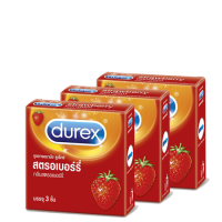 ?ถุงยางอนามัย Durex Strawberry ดูเร็กซ์ สตรอเบอร์รี่ ขนาด 52.5 มม