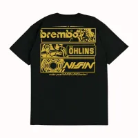 การพิมพ์ที่ยอดเยี่ยมเสื้อยืดแข่งเสื้อ Brembo ohlins Nissin การปรับเปลี่ยนโลโก้ยานยนต์เสื้อยืด