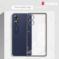 NIWINEE เคสโทรศัพท์เนื้อนิ่ม TPU ขอบสี่เหลี่ยมใสเคลือบผิวแบบตรงสำหรับ OPPO A17ล้างฝาครอบโทรศัพท์พร้อมเลนส์เต็มรูปแบบขายดีเคสเคสกันกระแทก