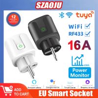 Szaoju ปลั๊กอัจฉริยะ EU 16A/20A AC100-240V เต้าเสียบสายไฟปลั๊กอัจฉริยะไวไฟ Alexa Google Home การควบคุมด้วยเสียง Untuya Smart Life APP