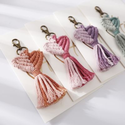【VV】 Fashion Tassel Macrame Keychains Boho Cotton Rope Holder Car Hanging Jewelry Gifts