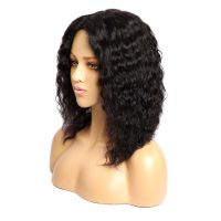 14Inches Deep Curly Short Bob Wigs For Black Women Synthetic Brazilian Wig With Middle Glueless Natural Black Color Hair