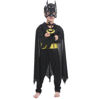 Kids Boys Muscle Costumes With Mask Cloak Movie Character Superhero Cosplay Halloween Party Role Play