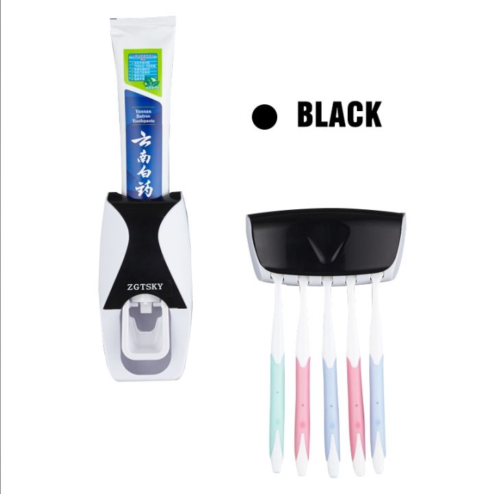 2-4-6pcs-bathroom-toothpaste-dispenser-dustproof-sticky-suction-toothbrush-holder-automatic-wall-mounted-toothpaste-squeezer-set