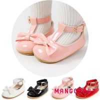 【Candy style】 Mg- รองเท้าลําลอง หนัง PU ประดับโบว์ สีพื้น พร้อมที่คาดผม แฟชั่นสําหรับเด็กผู้หญิง