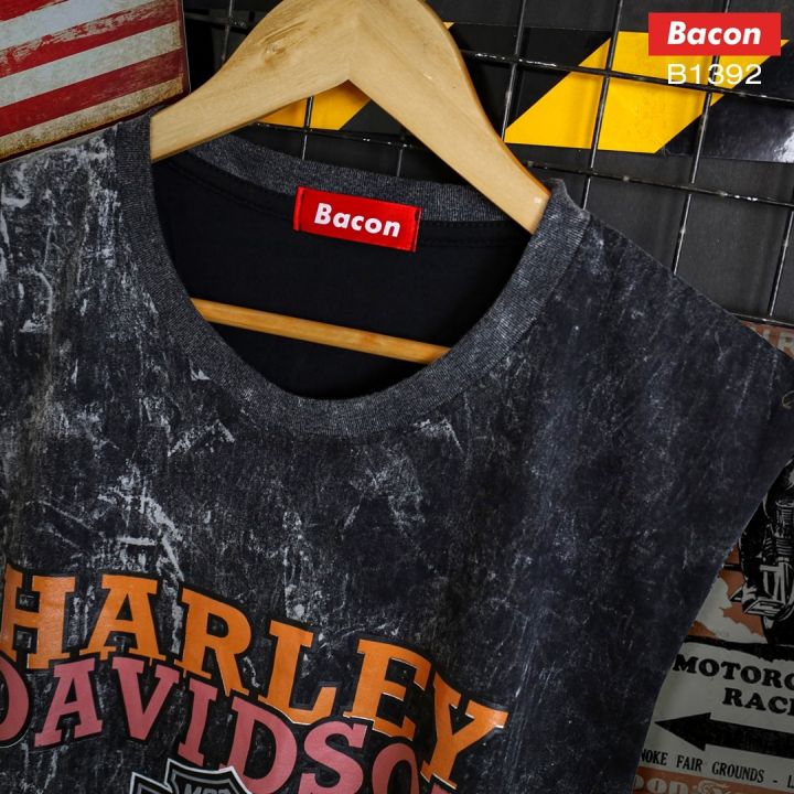 เสื้อผ้าวินเทจ-เสื้อกล้ามฟอกลาย-harley-davidson