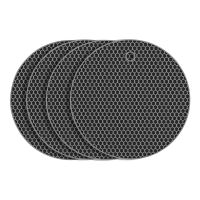 4 Pcs Kitchen Pot Mat Set Round Heat Resistant Silicone Cup Coasters Non-slip Holder Table Placemat Kitchen Accessories Gray