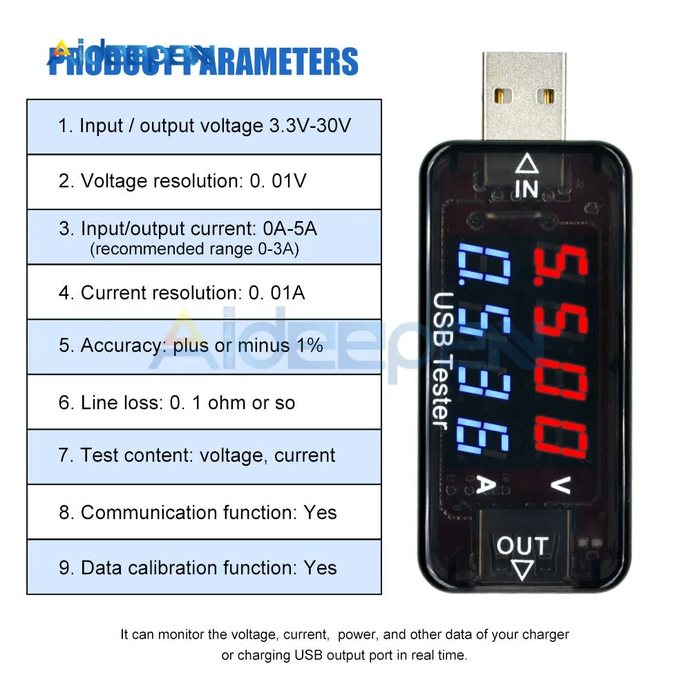 3 bit  USB Current Voltage Charging Mobile Power Current Voltmeter  Ammeter Voltage USB Charger Tester 