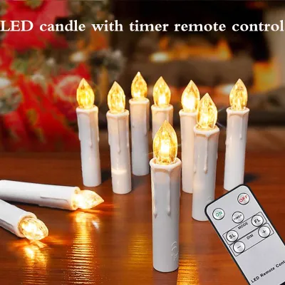 LED Candles Christmas Tree Candle Flashing Flame With Timer Remote Birthday Home 2022 New years Decor Church Electric Candle
