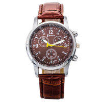 Luxury Watch Men Faux Leather Quartz Analog Elegant Color Of The Article: Brown