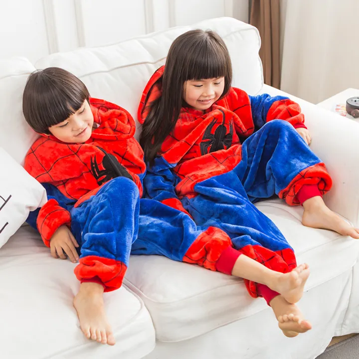 Boy Girl Children Spider Red Pajamas Set Flannel Kids Animal Cartoon  Cosplay Hooded Pijama infantil Kigurumi Sleepwear | Lazada PH