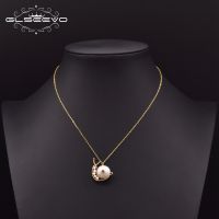 GLSEEVO Original Design 925 Sterling Silver Cute Inset Snails Pendant Necklace For Women Ladies Party Wedding Jewellery GN0133