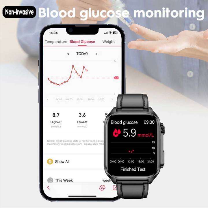 ecg-ppg-นาฬิกากีฬาอัจฉริยะนาฬิกาอัจฉริยะเพื่อสุขภาพผู้ชายการตรวจสอบระดับน้ำตาลในเลือดการวัดความดันโลหิตโทรผ่านบลูทูธ-ip68ใหม่2023