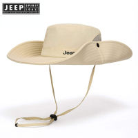 JEEP SPIRIT 1941 ESTD หมวกชาวประมง unisex สีดำ หมวกตาข่ายระบายอากาศ แฟชั่น กันแดดระบายอากาศ หมวกตกปลากลางแจ้ง