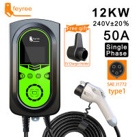 feyree EV Charger Type1 J1772 สายชาร์จ EV Car Charger 7.6KW 9.6KW 12KW Electric Vehicle Wallbox สถานีชาร์จ EVSE 50A 40A 32A APP ควบคุมรถยนต์ไฟฟ้า