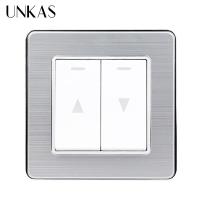 UNKAS Stainless Steel Panel Curtain Switch Wall Switch For Electric Curtain Lifting Equipment Power Points  Switches Savers