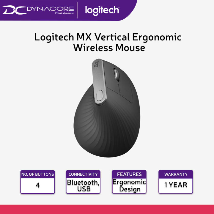 Logitech MX Vertical Wireless Mouse – Ergonomic Design Reduces Muscle  Strain, Move Content Between 3 Windows and Apple Computers, Rechargeable