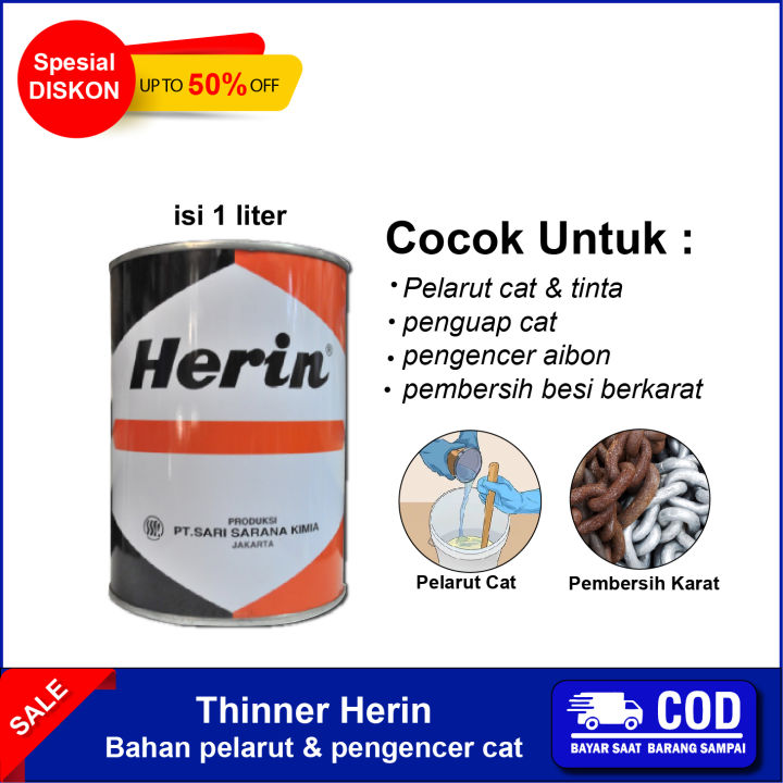 Thinner Tiner Thiner Pengencer Pelarut Perontok Cat Besi Motor Lem Aibon Herin 1 Liter Murah 2308