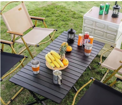 โต๊ะม้วนไข่แบบพกพากลางแจ้งโต๊ะพับโต๊ะรับประทานอาหารป่าและเก้าอี้ชุดของบาร์บีคิวบาร์บีคิวบาร์บีคิว เฟอร์นิเจอร์