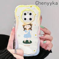 เคส Chenyyka สำหรับ Huawei Mate 30 Pro Mate 40 Pro เคส P40โปรการ์ตูนในฤดูร้อนที่น่ารักเด็กผู้หญิงตัวเล็กขอบโค้งเคสใสเนื้อครีมใสฝาครอบป้องกันเคสมือถือ