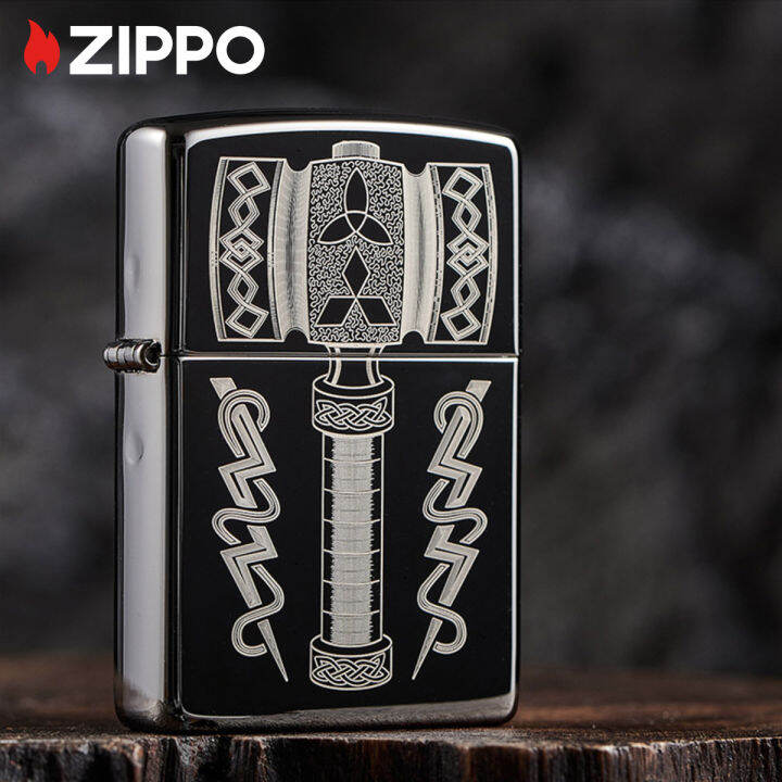 zippo-th-ors-hammer-design-black-ice-pocket-lighter-49404การออกแบบค้อนของ-th-or-ไฟแช็กไม่มีเชื้อเพลิงภายใน