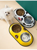 Cartoon Bowl Stainless Steel Dog Double Bowl Cats Food Bowl Teddy Water Dog Feeders