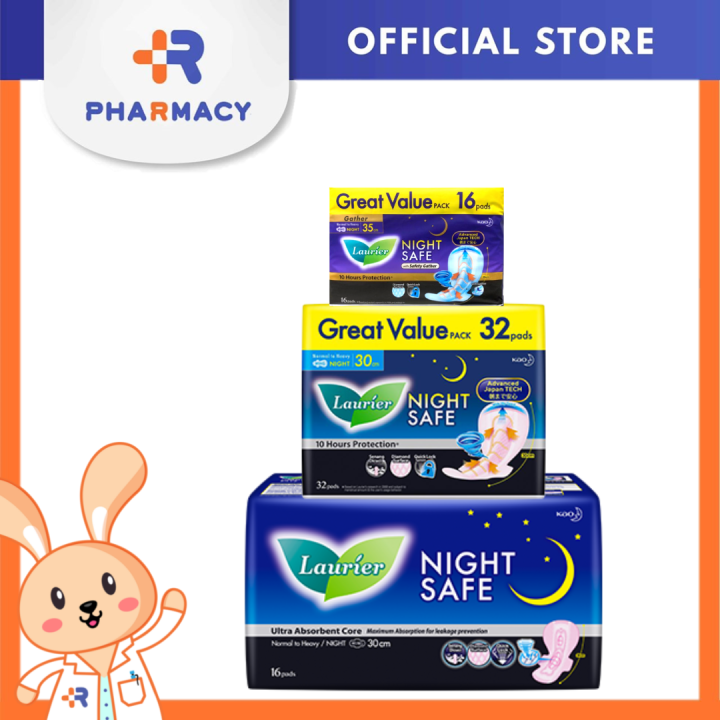 R Pharmacy LAURIER NIGHT SAFE WING 30cm X 16s /30cm X 32s / 35cm X